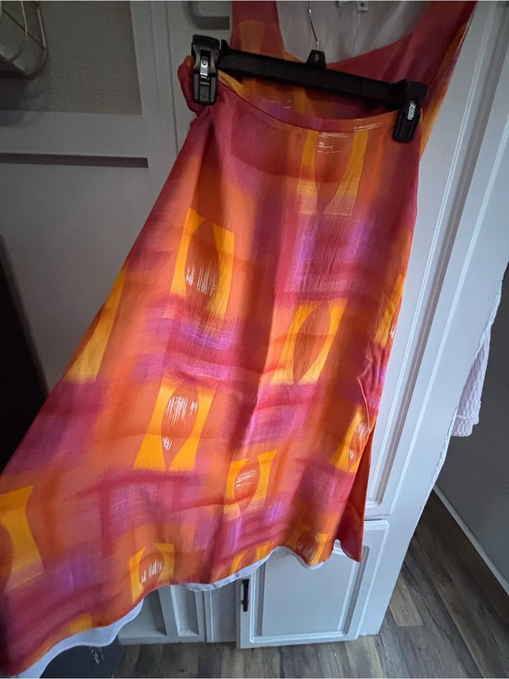 Cache Pink & Orange Abstract Maxi Dress Set Skirt size 6 top size 8